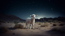 Lost little lamb in the desert at night.