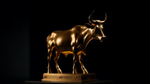 Golden calf on a black background. 