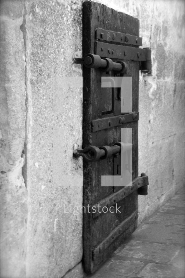 latched locked prison door 