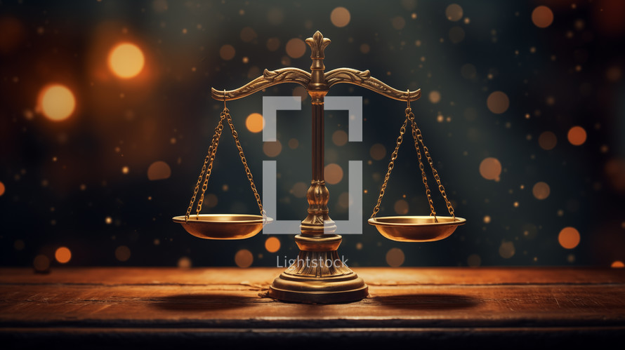 Law scales with bokeh background. Justice concept. 