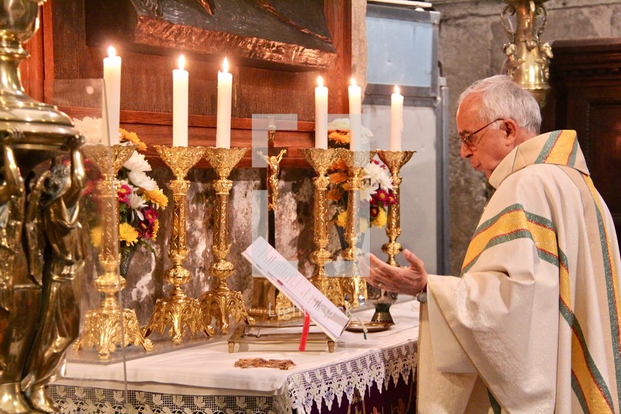 Priest during mass