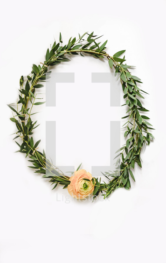 green wreath with flower 