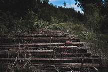 wooden steps up the side of a hill 
