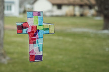 colored tissue paper cross craft 