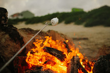 roasting marshmallows over a fire 