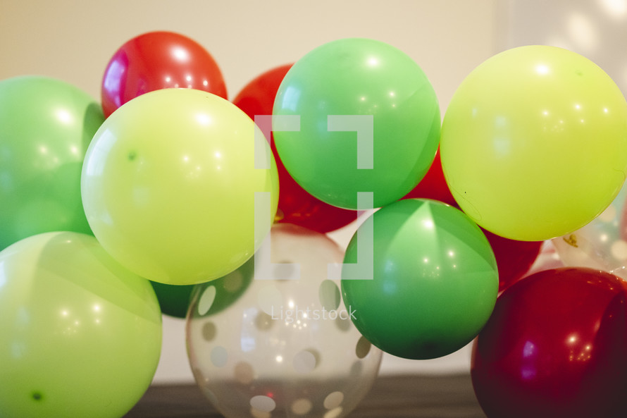 red and green balloons