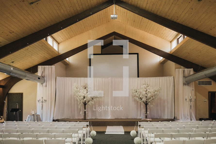 interior of a church for a wedding 
