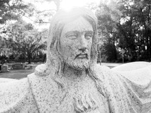 Jesus Statue up close portrait of Christ
