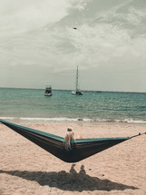 relaxing in a hammock on the beach 
