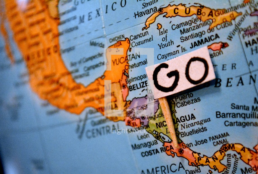 Go flag on Costa Rica on a globe 