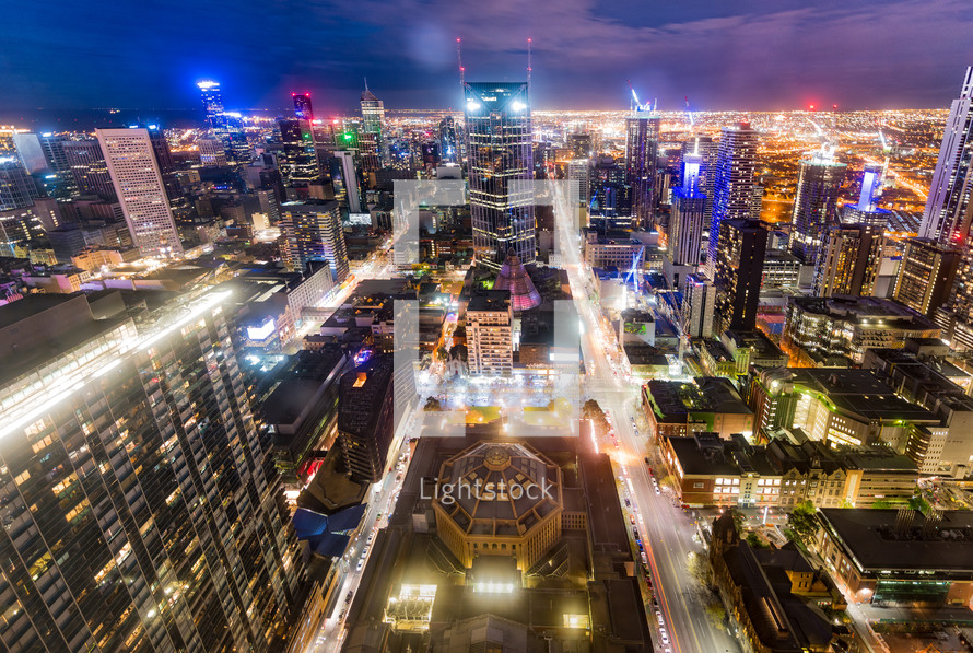 City of Melbourne at night 