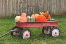 red wagon pumpkins for fall harvest halloween thanksgiving