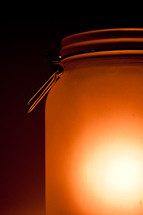 glowing light in a mason jar