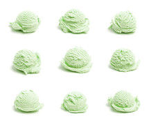 scoops of green ice cream 