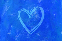 teal heart on blue