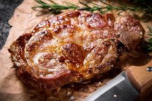 Grilled pork steak with rosemary. High quality photo