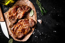 Grilled pork steak with rosemary. High quality photo