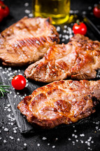 Grilled pork steak with rosemary. High quality photo