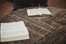 open Bibles on a table at a bible study