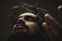 Jesus praying to the Father with crown of thorns 