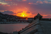 Sunrise prayer walk around Sa Penya, Ibiza. Praying on the walls. 