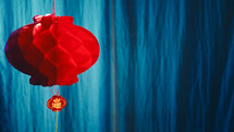 Chinese new year background with red lantern and copy space