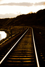 railroad tracks around curve