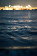 ocean water surface and bokeh light 