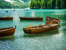 boats floating on a lake 