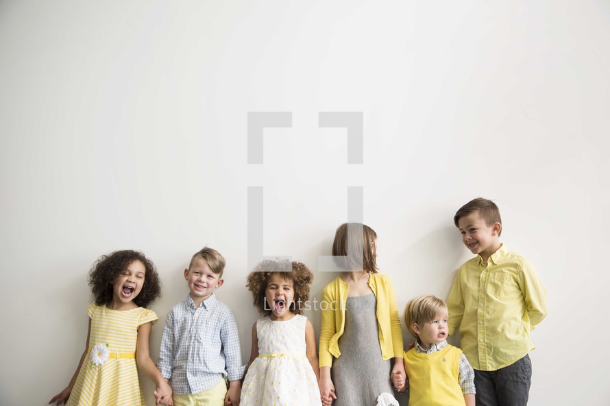row of children in church clothes 