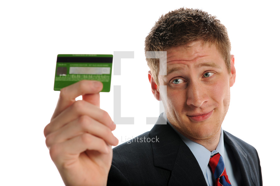 man holding a credit card 