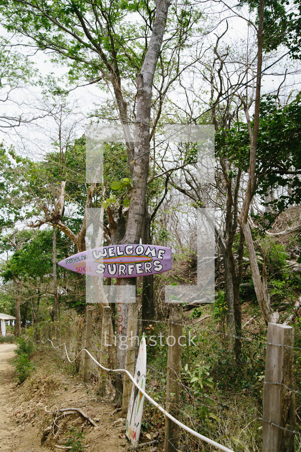 Welcome surfers sign 