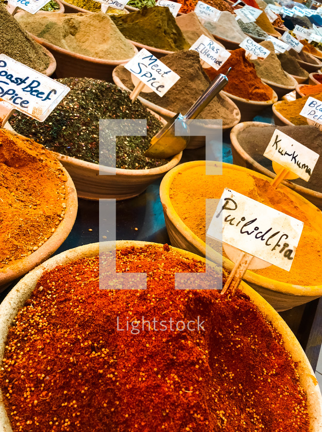 bowls of spices 