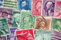 colorful postage stamps background 