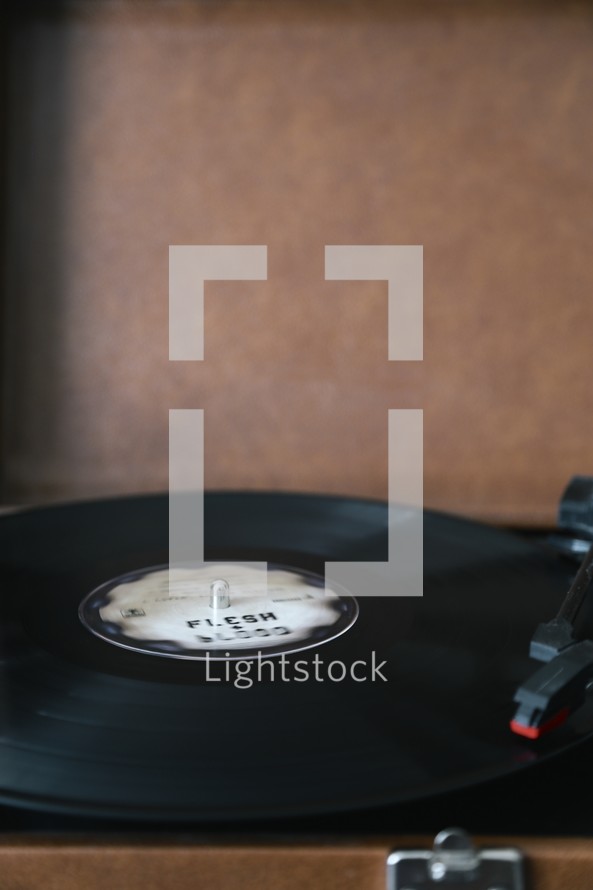 vinyl on a record player 