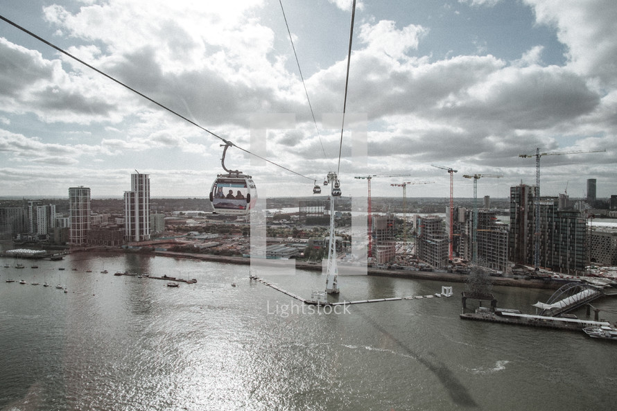 sky cable cars over the river in London 