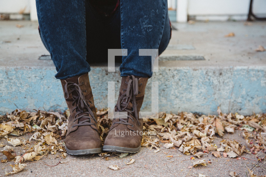 boots in fall leaves 