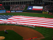 American flag at a ballpark 