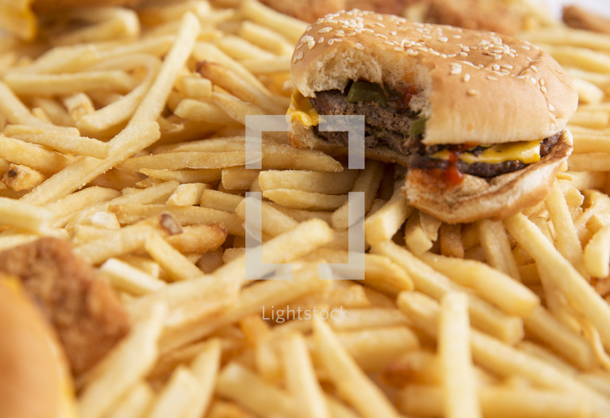 hamburger and french fry background 