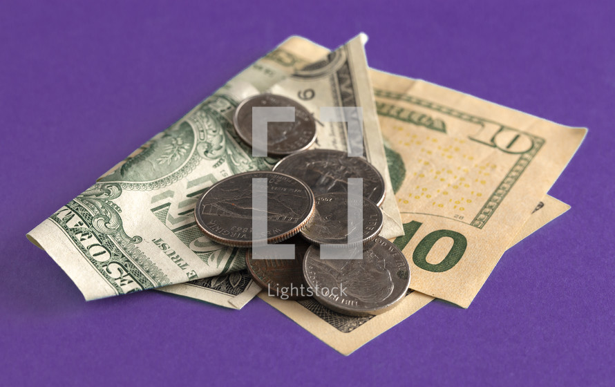 money on a purple background 