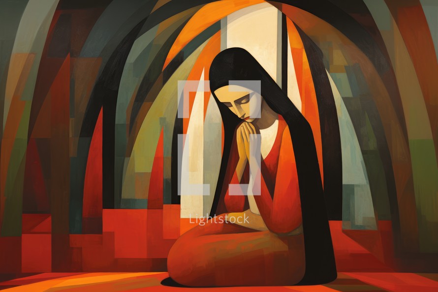 Illustration of a woman praying