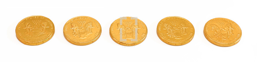 a row of gold coins 