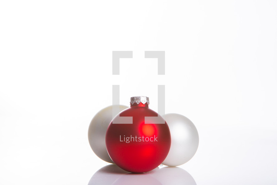 red and white Christmas ornaments 