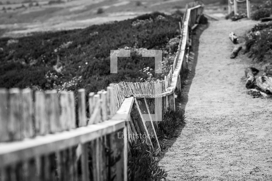 old fence on a coast 