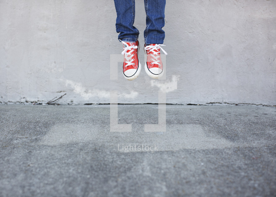 boy child jumping, sneakers
