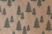 pine tree print on brown paper 