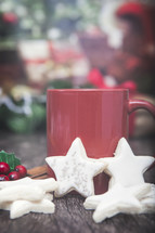 Christmas Cookies and red mug 