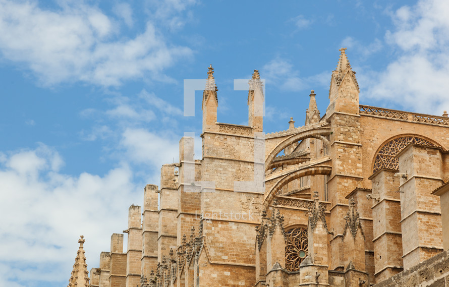 Close up of Palma de Majorca Cathedral, Balearic Islands, Spain