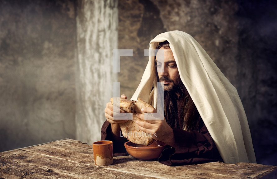 the Last Supper, Jesus breaks the bread.