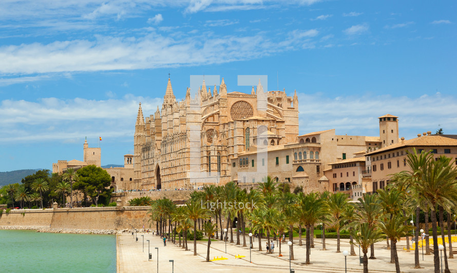 Majorca La seu Cathedral and Almudaina from Palma de Mallorca in Spain